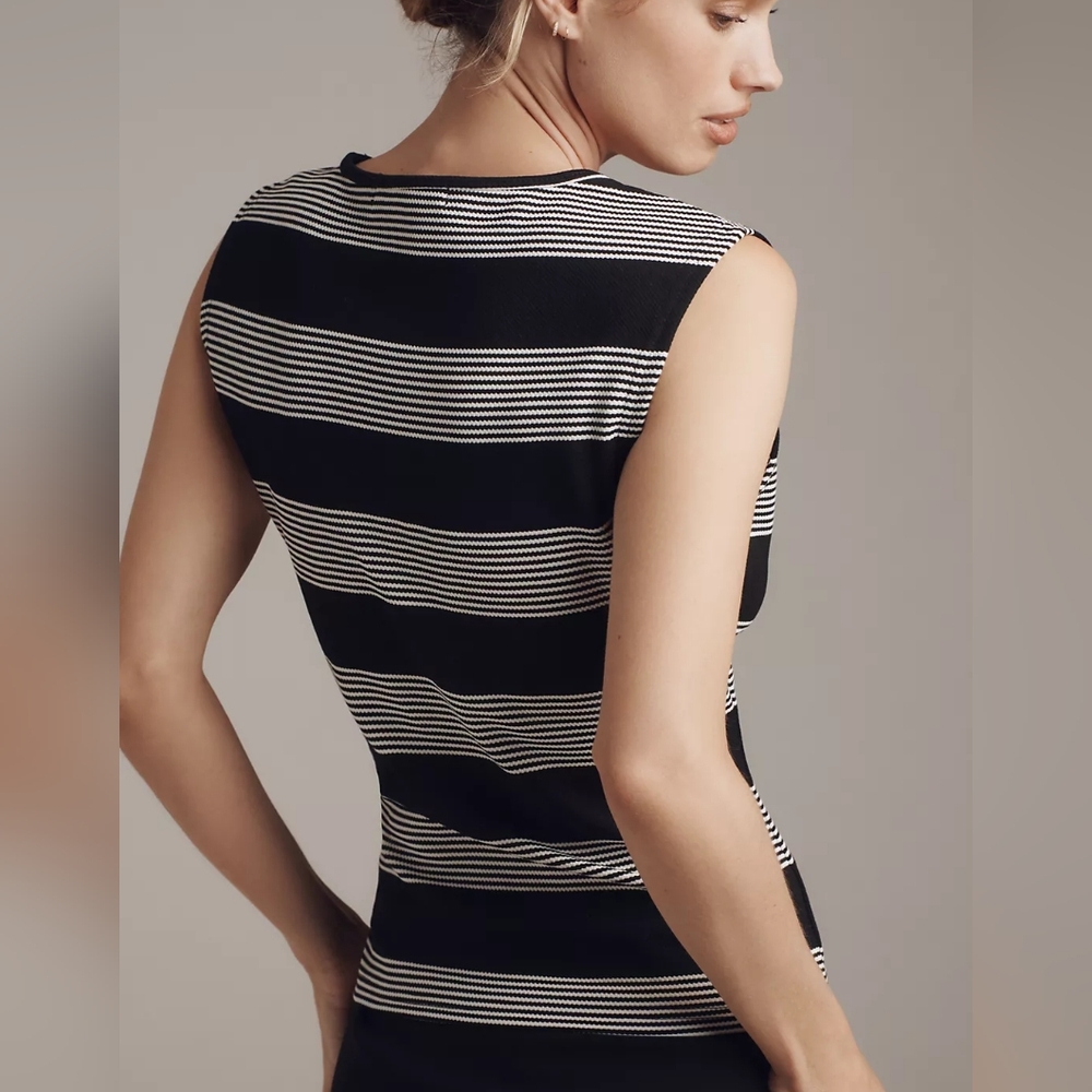 NWT ANTHRO | $68 Pique Striped Crewneck Top - Picture 3 of 4